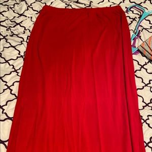 Red split leg maxi skirt